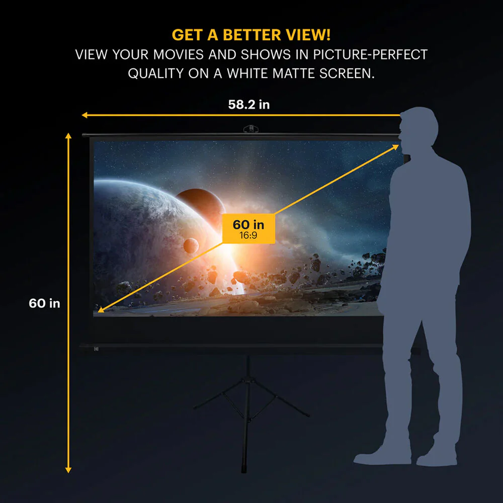 Kodak 60" 16:9 Tripod Projector Screen - Image 6