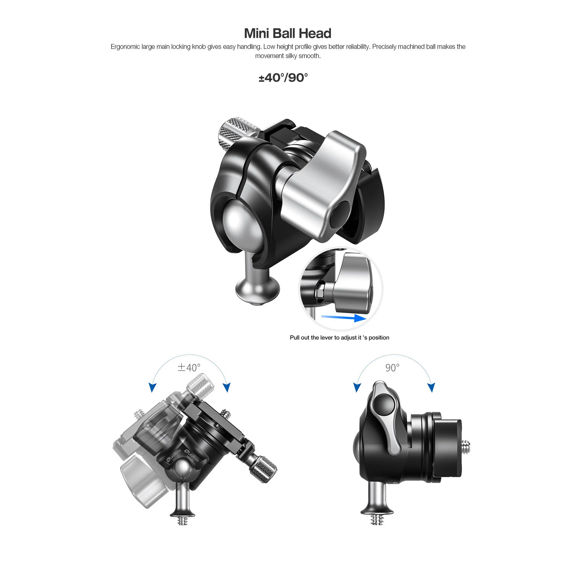 Leofoto MBC-22 Mini Ball Head with PU-25 Quick Release Plate - Image 3