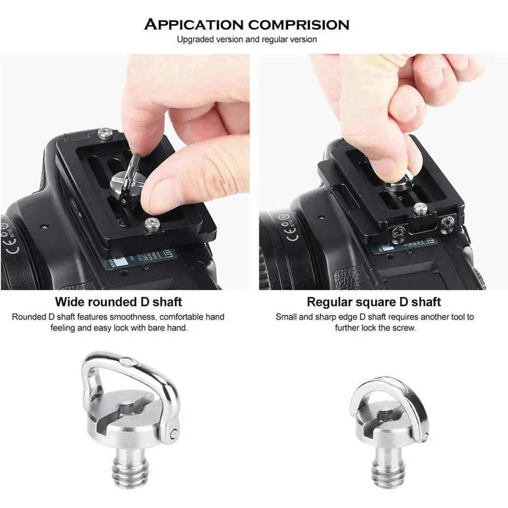 Leofoto Torque Master 1/4"-20 D-Ring Comfort Wide-Handle Screw for Tripod QR Plate (5-Pack) - Image 3