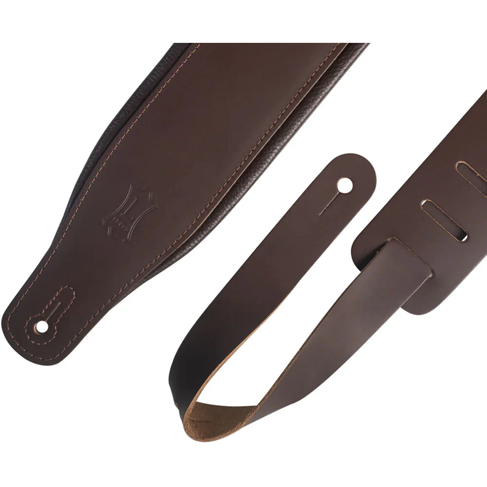 Levy's Amped Leather Series Guitar Strap (Dark Brown) - Image 2