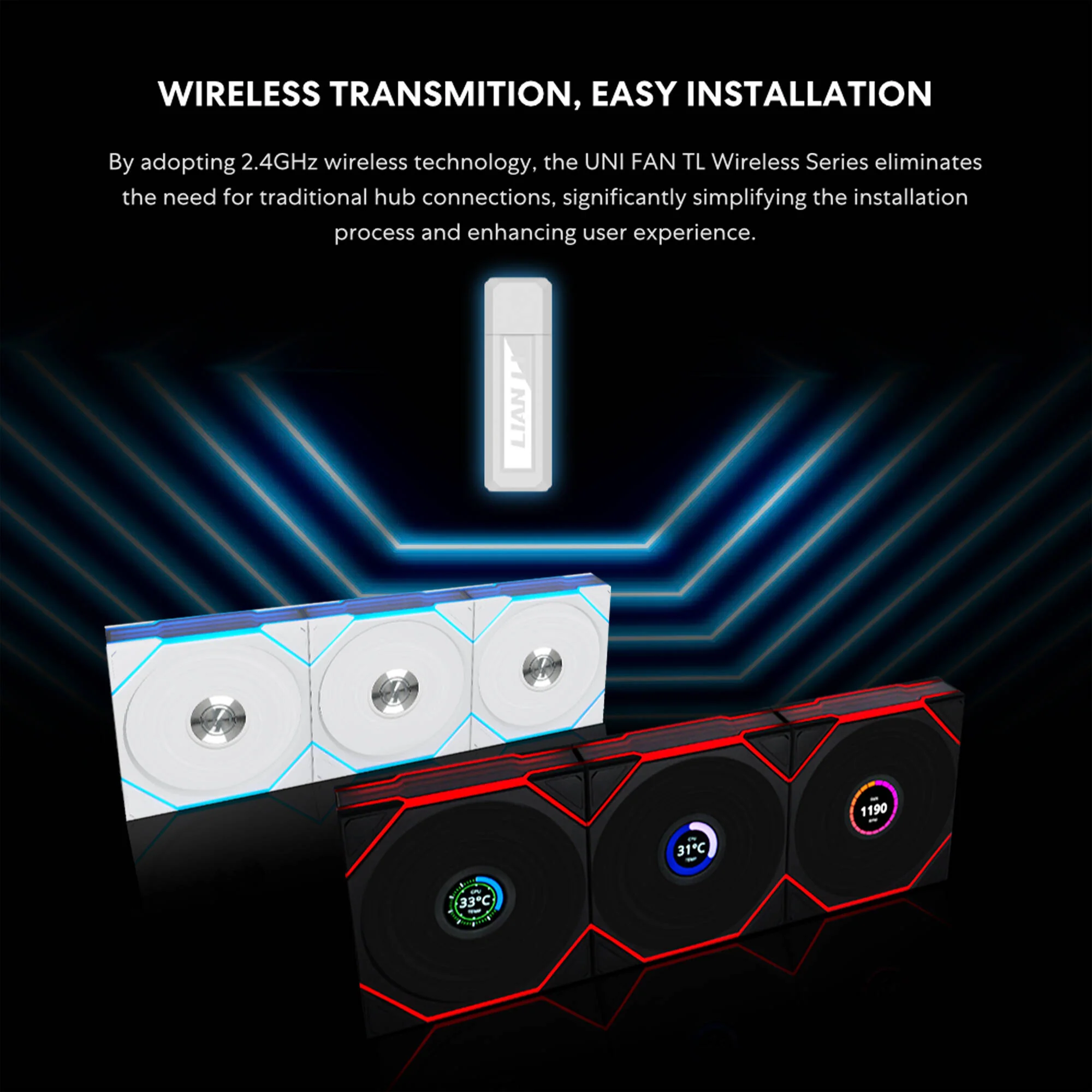 Lian Li 120mm UNI FAN TL Wireless RGB Case Fan (White, 3-Pack) - Image 2