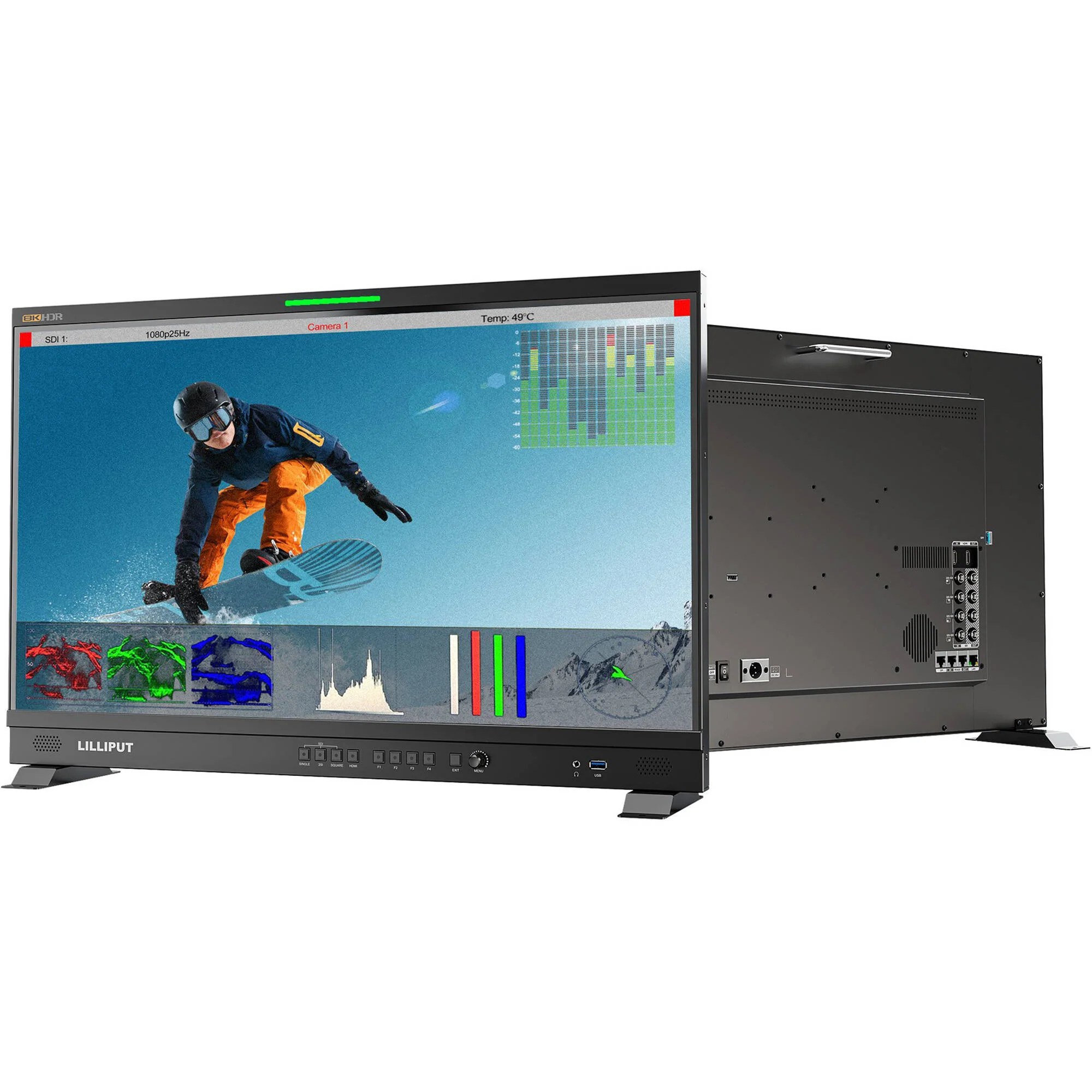 Lilliput Q28 28" 8K 12G-SDI Production Monitor with Carry Case (Gold Mount) - Image 3