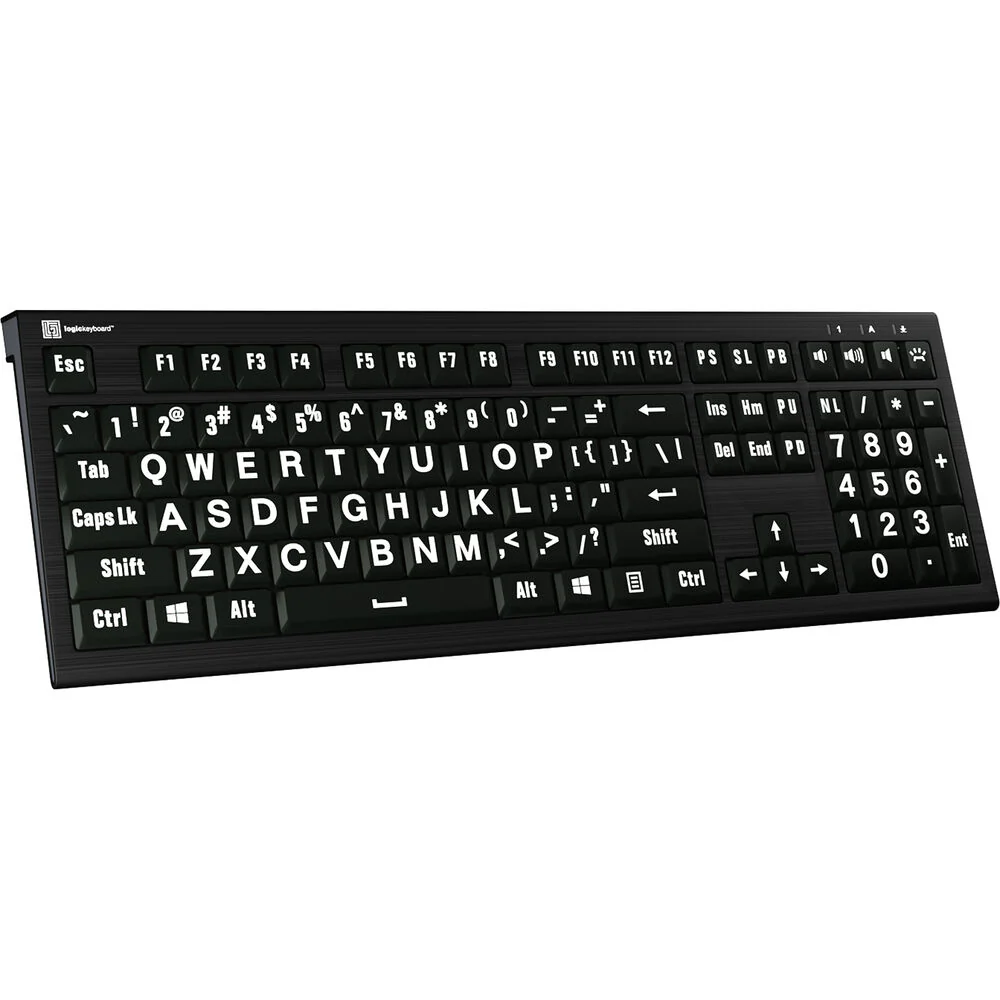 Logickeyboard ASTRA 2 Large-Print White-on-Black Wired Keyboard (Windows, US English) - Image 2