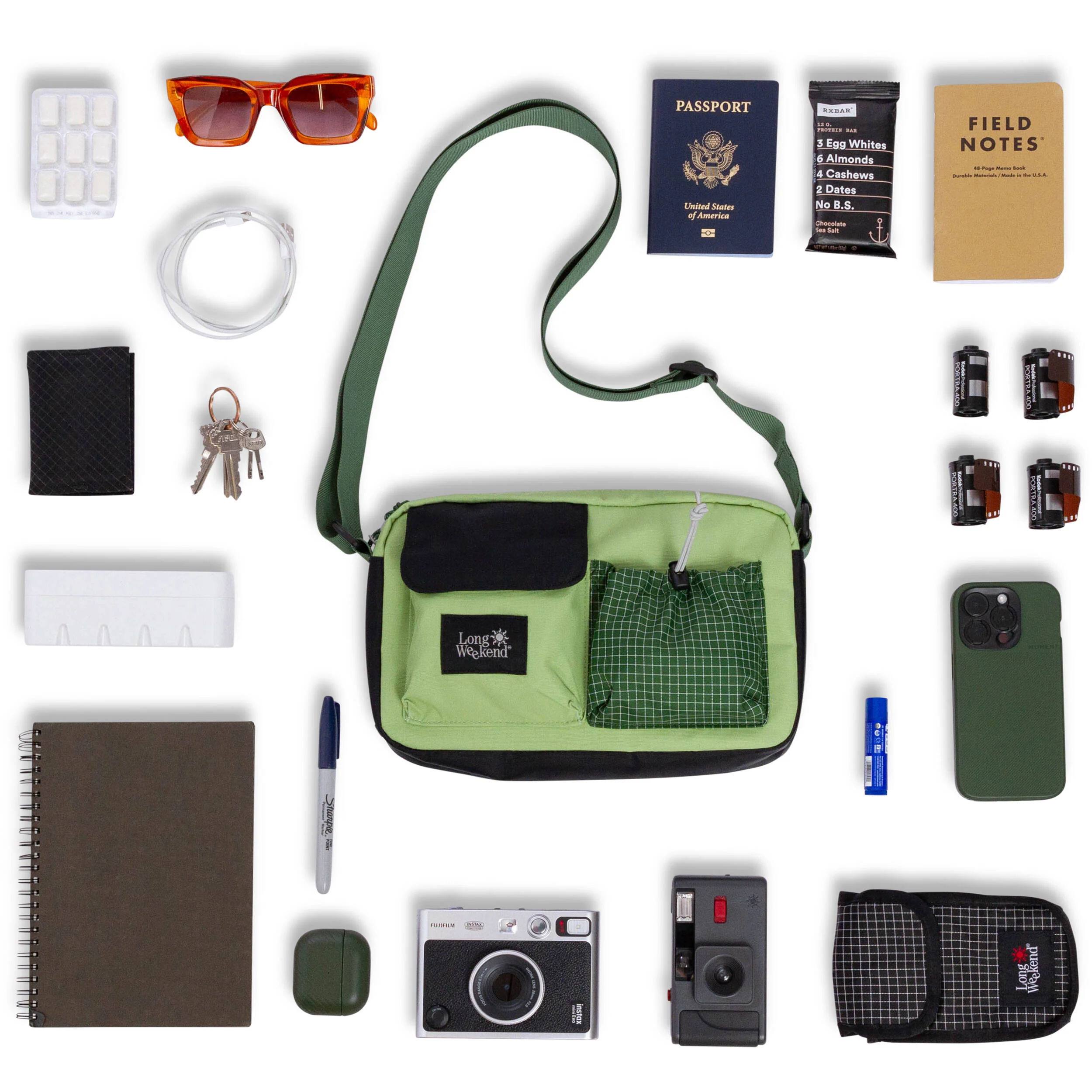 Long Weekend Santa Fe Shoulder Bag (Moss Green, 3L) - Image 4