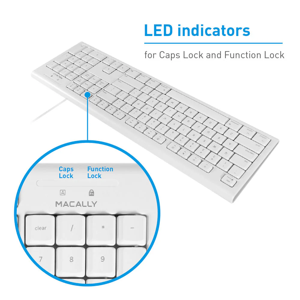 Macally 104 Key Full-Size USB Keyboard (White) - Image 5