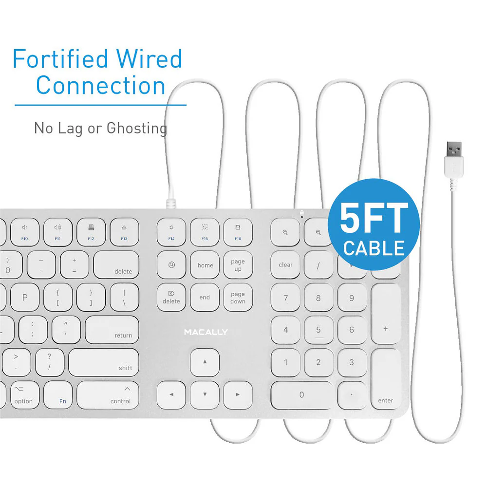 Macally Aluminum Slim Keyboard with 2 USB Ports - Image 10