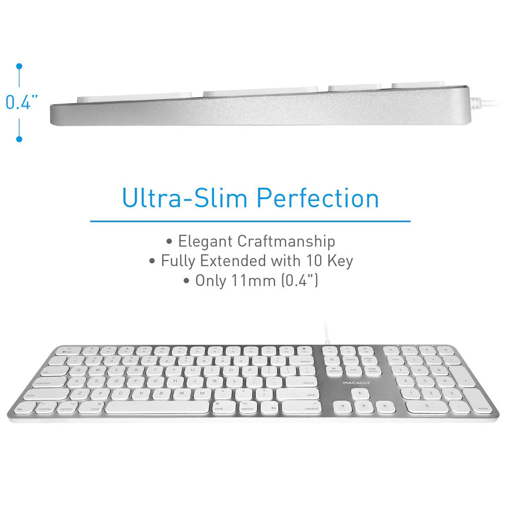 Macally Aluminum Slim Keyboard with 2 USB Ports - Image 5