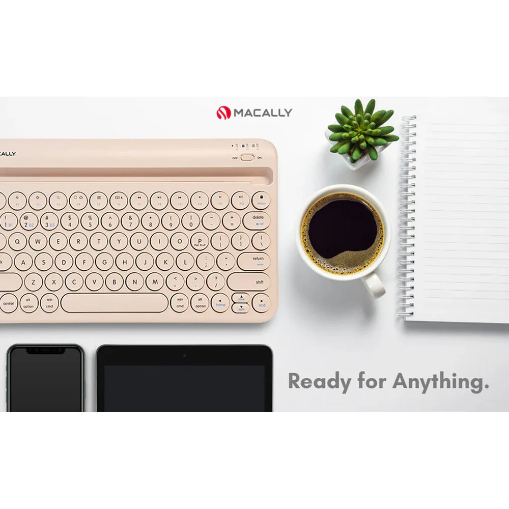 Macally Compact Rechargeable Bluetooth Keyboard (Brown) - Image 2