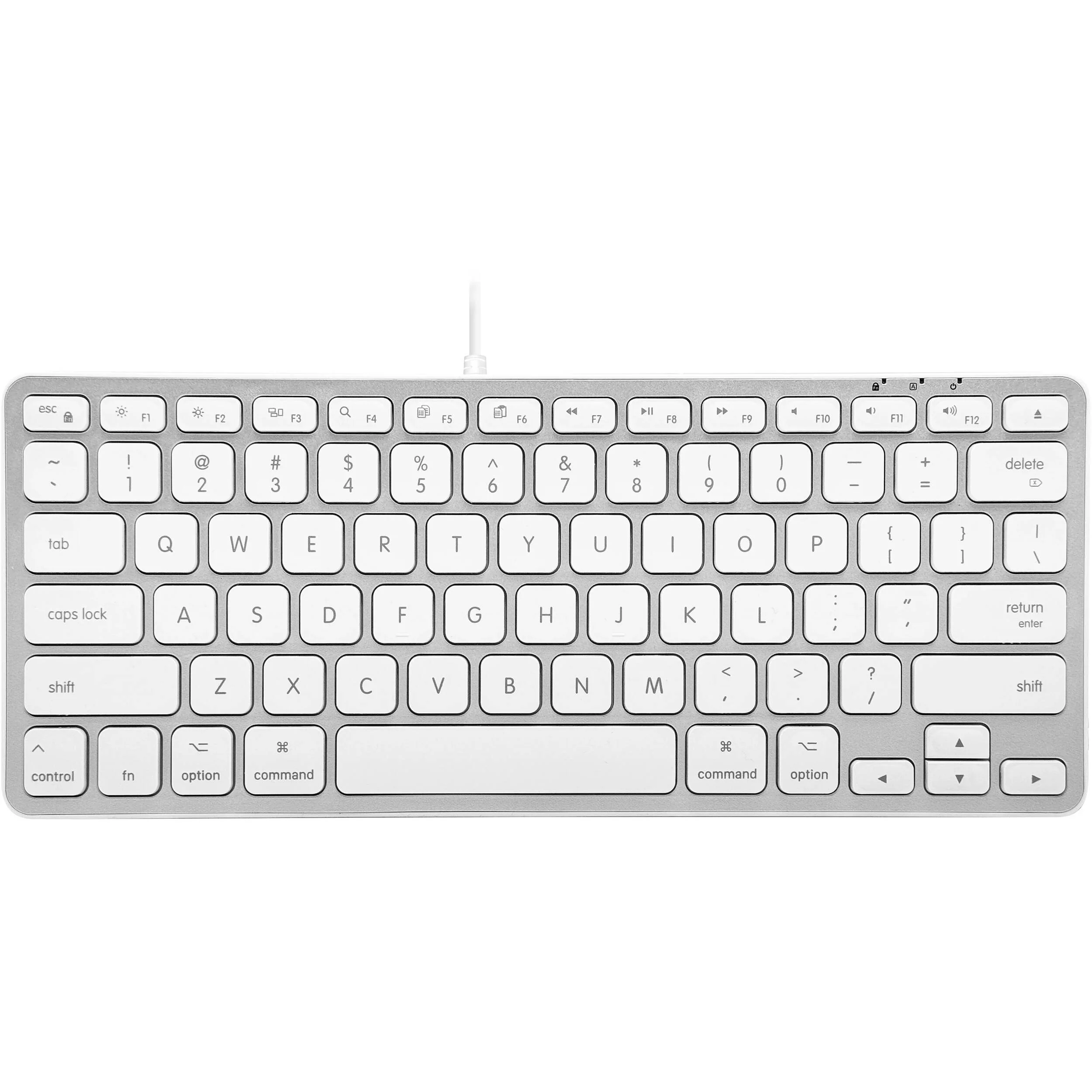 Macally Compact Wired Keyboard with USB-A and USB-C Hub (Aluminum) - Image 3