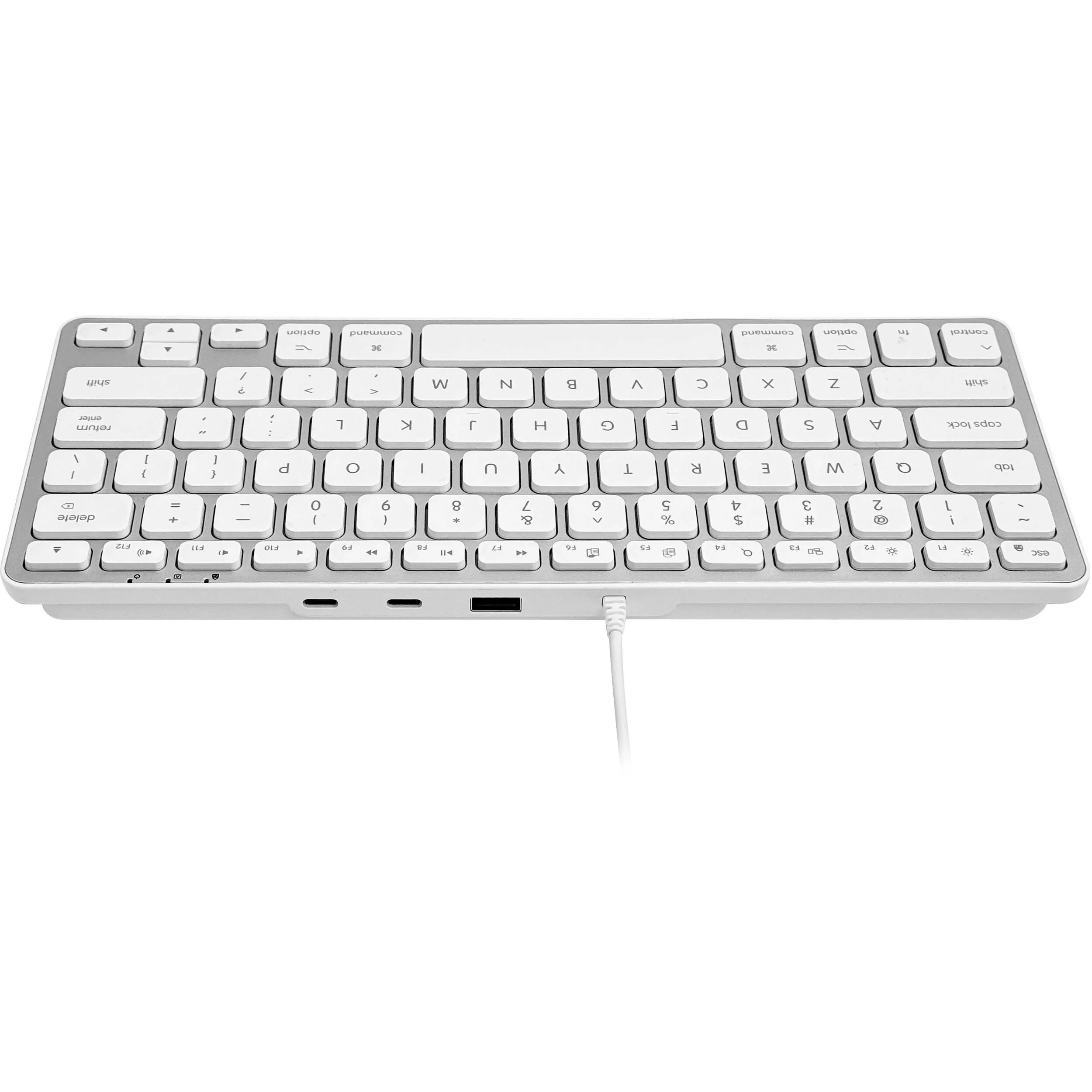 Macally Compact Wired Keyboard with USB-A and USB-C Hub (Aluminum) - Image 4