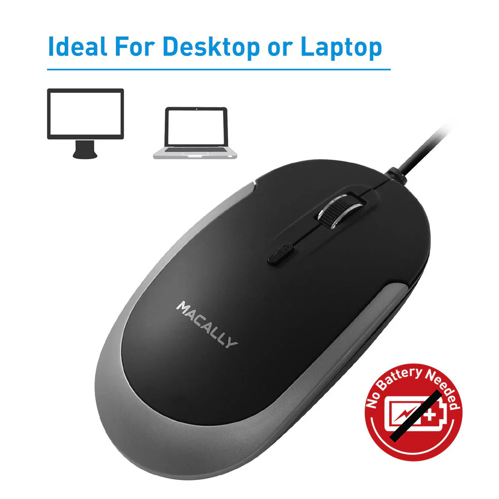 Macally USB Type-C Optical Mouse (Black/Space Gray) - Image 5