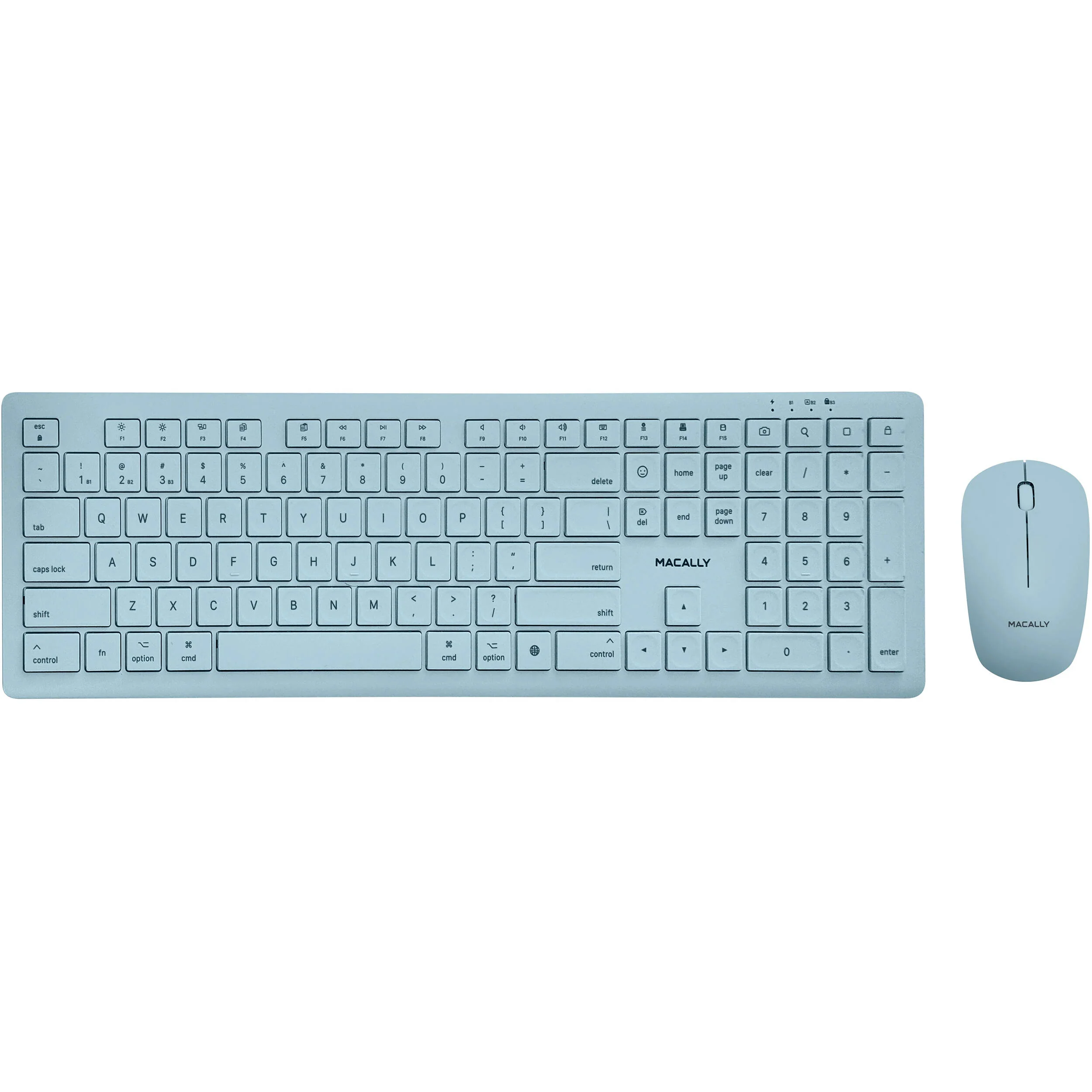 Macally Wireless Bluetooth Keyboard and Mouse Combo for Mac (Light Blue)