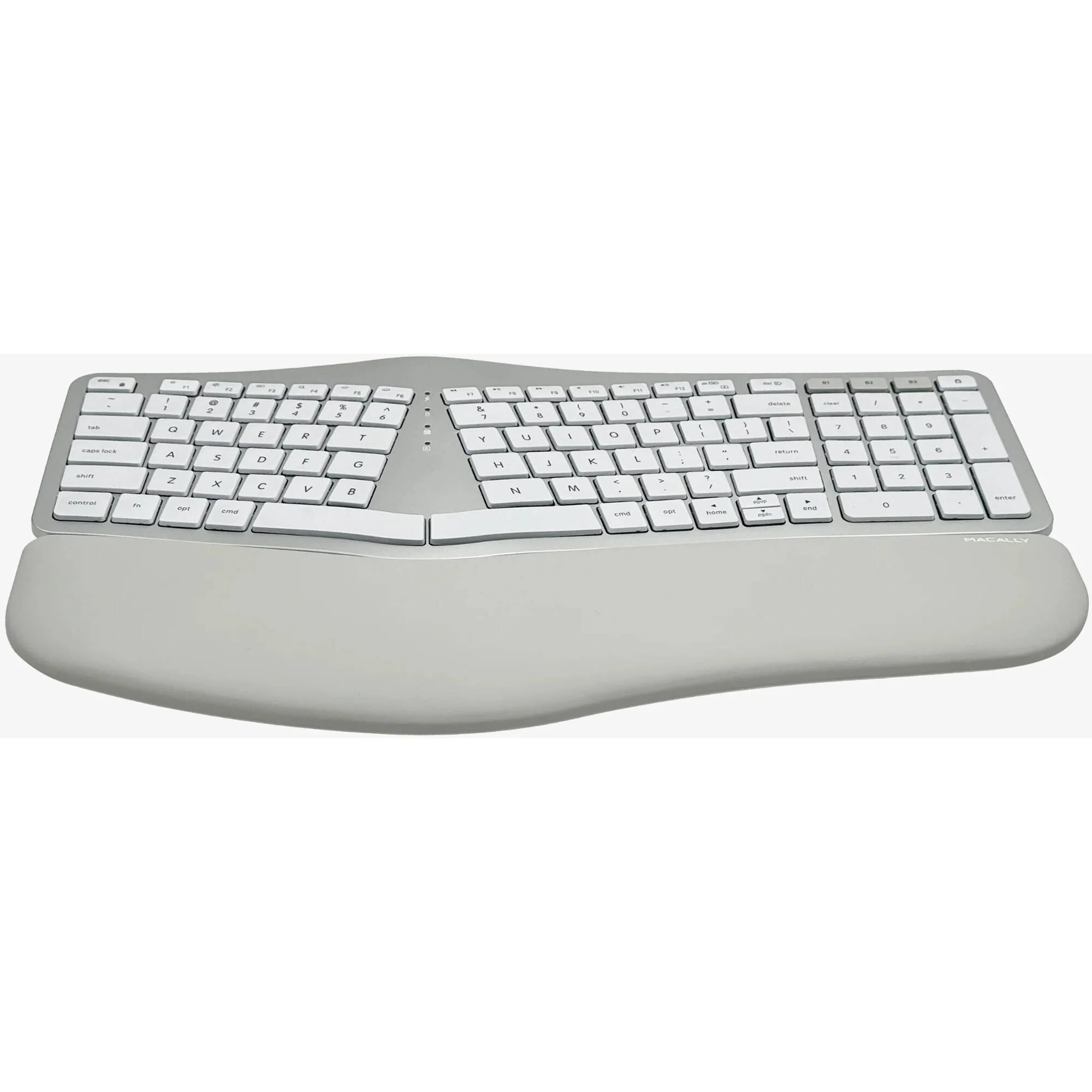 Macally Wireless Ergonomic Keyboard with Wrist Rest for Mac (Aluminum) - Image 3