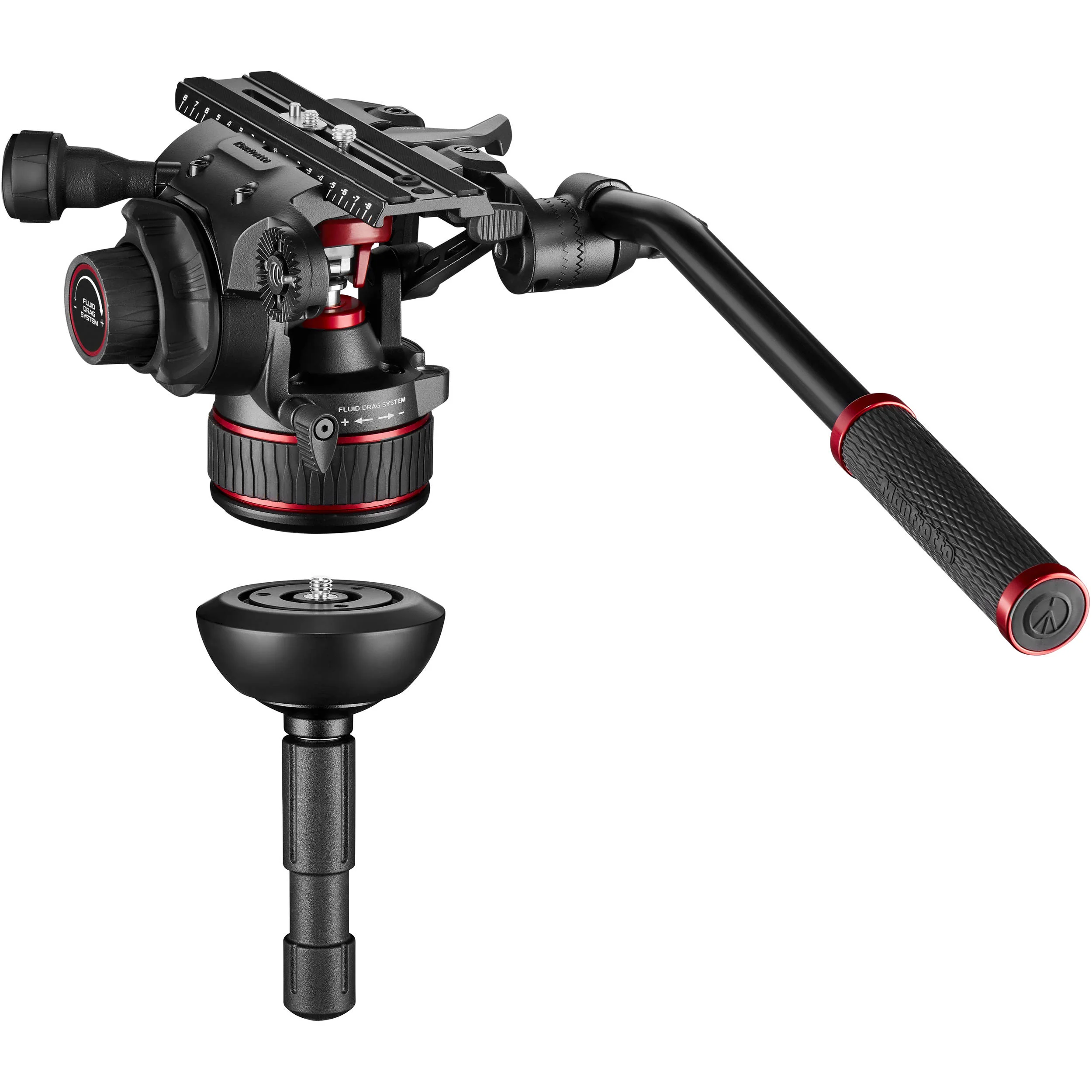 Manfrotto 612 Nitrotech Fluid Video Head and Aluminum Twin Leg Tripod with Ground Spreader - Image 6