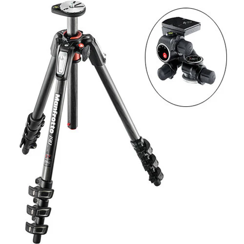 Manfrotto MT190CXPRO4 Carbon Fiber Tripod with 410 Junior Geared Head Kit - Image 4