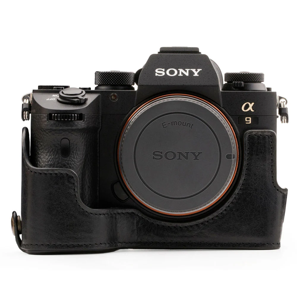 MegaGear Ever Ready Genuine Leather Camera Half Case and Strap for Sony Alpha a7 III, a7R III, a9 (Black) - Image 3