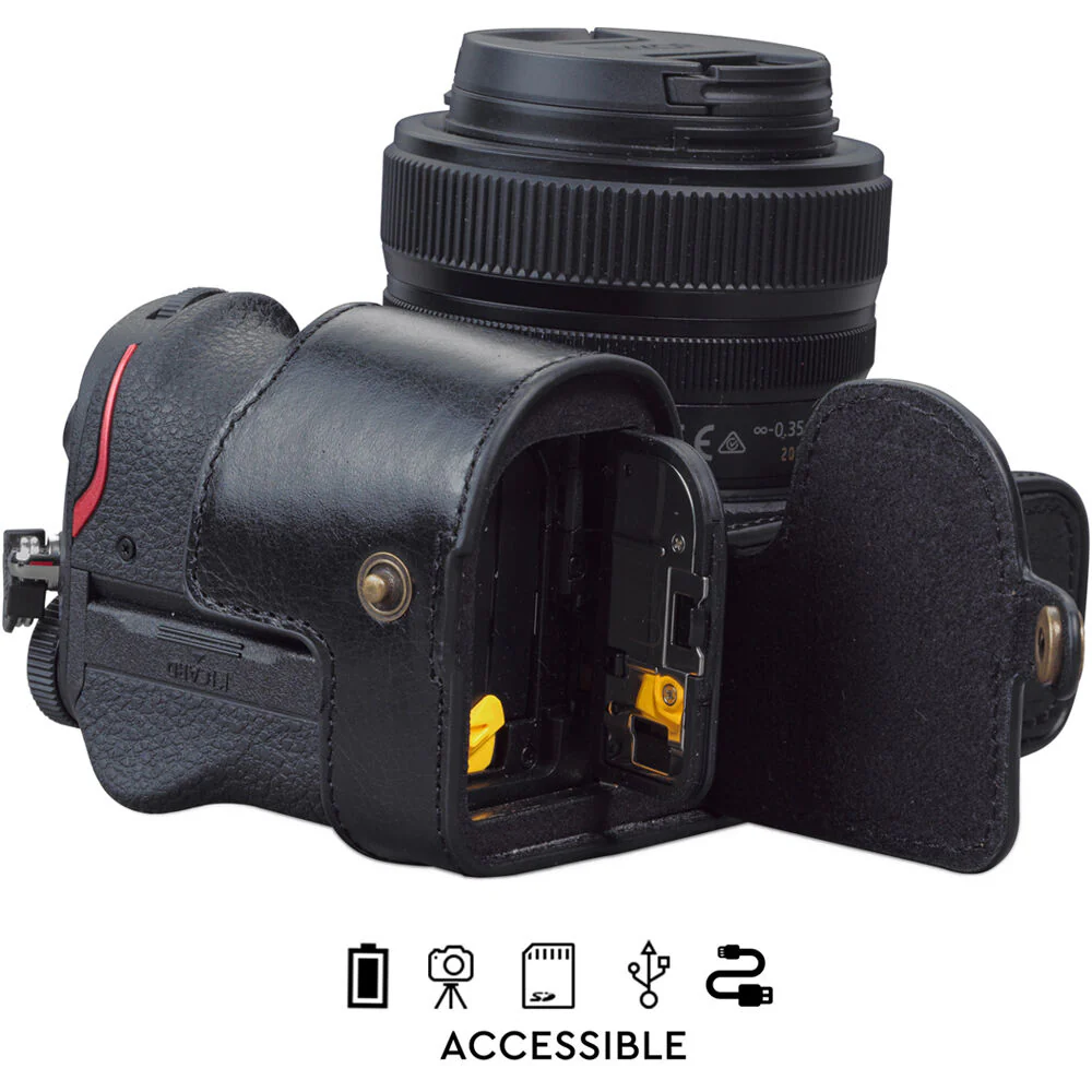 MegaGear Ever Ready Genuine Leather Camera Half Case for Nikon Z 5 (Black) - Image 4