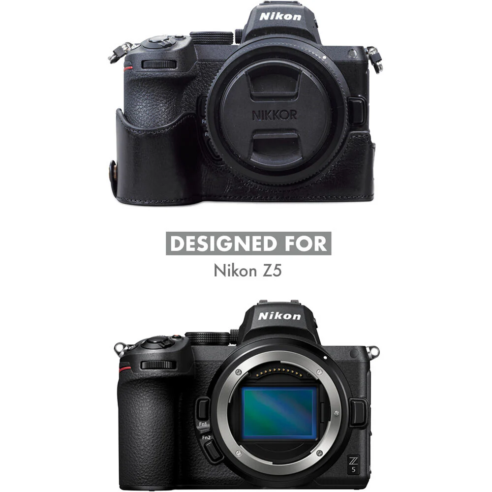MegaGear Ever Ready Genuine Leather Camera Half Case for Nikon Z 5 (Black) - Image 6