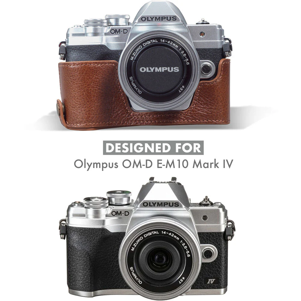 MegaGear Ever Ready Half Leather Case and Strap for Olympus OM-D E-M10 Mark IV (Brown) - Image 5
