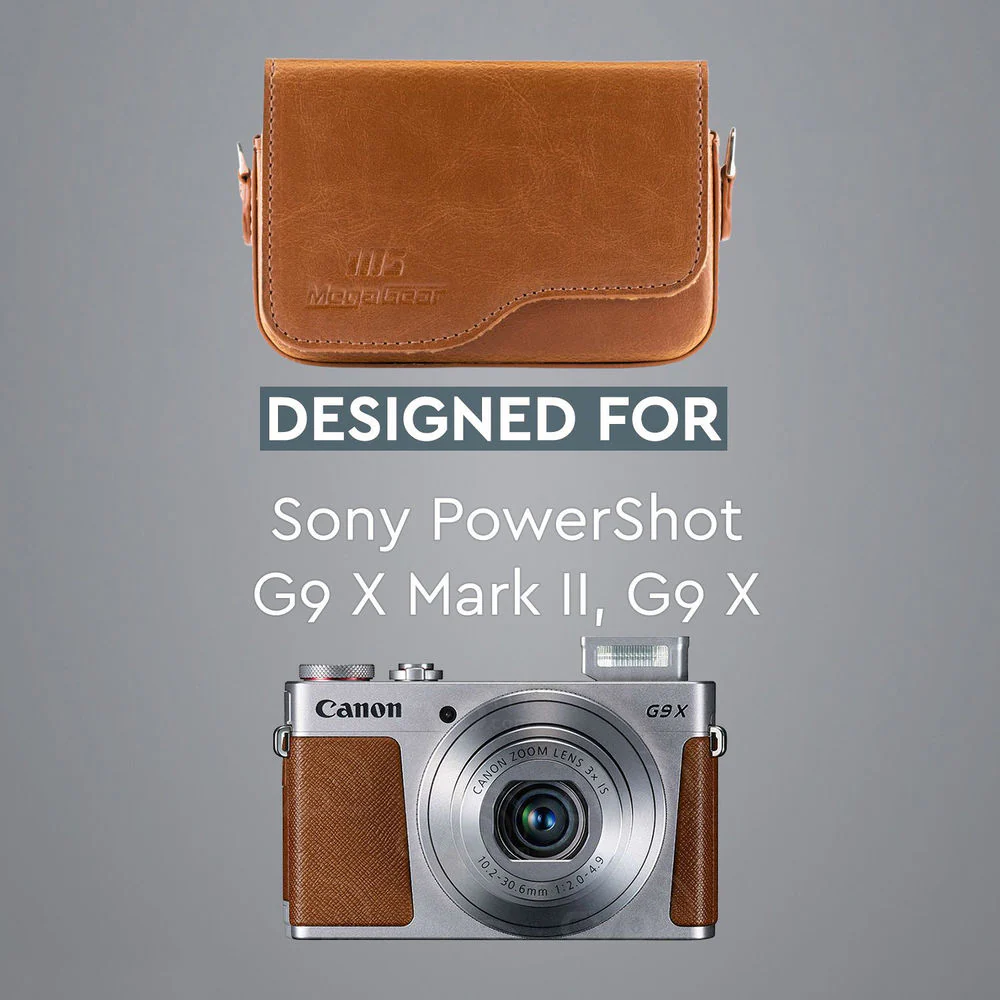 MegaGear Ever Ready PU Leather Camera Case with Strap for Canon PowerShot G9 X Mark II (Brown) - Image 7