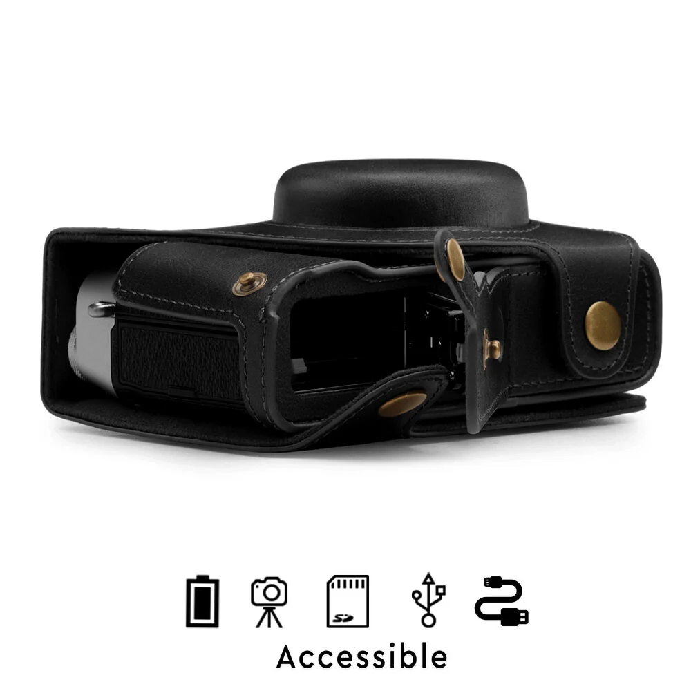 MegaGear Ever Ready Top Grain Leather Camera Case for FUJIFILM X100V (Black) - Image 5
