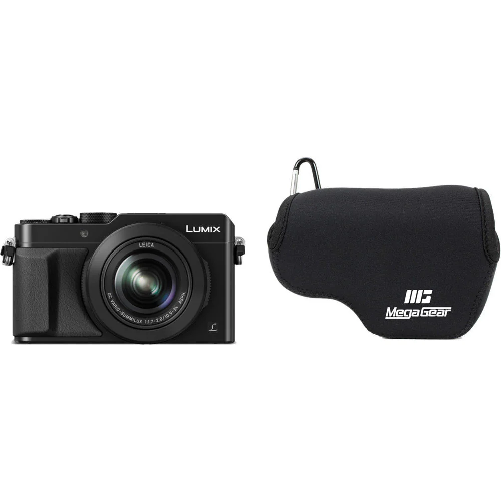 MegaGear Ultra-Light Neoprene Camera Case with Carabiner for Panasonic Lumix DMC-LX100 (Black) - Image 6