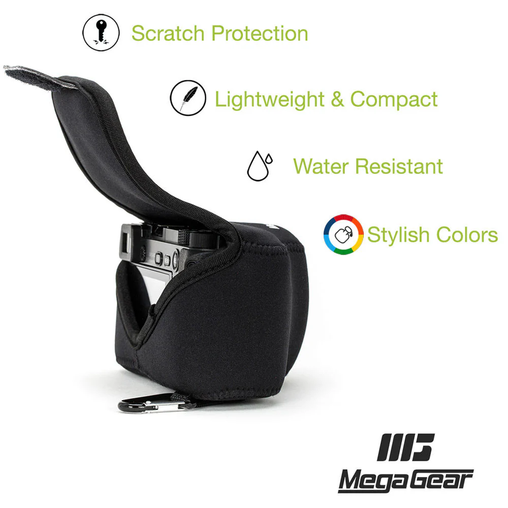 MegaGear Ultra-Light Neoprene Camera Case with Carabiner for Panasonic Lumix DMC-LX100 (Black) - Image 8