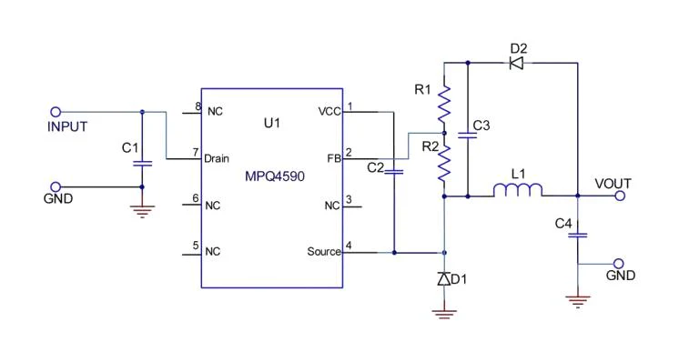 Monolithic Power Systems (MPS) MPQ4590GS-Z MPQ4590GS-Z DC/DC Switching Regulator Fixed Boost Buck-Boost Flyback 5.3V to 5.6V in 400mA Out SOIC-8 - Image 2