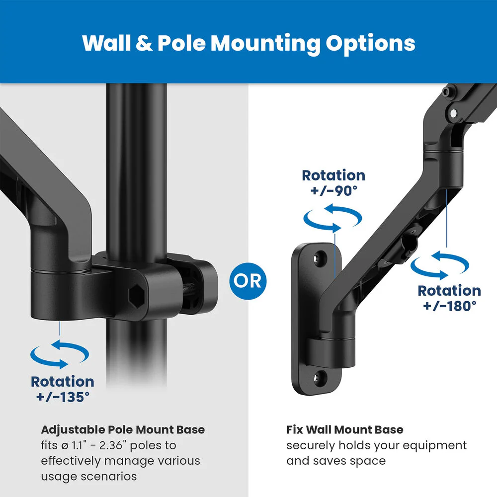 Mount-It! MI-1765LT Counterbalance Laptop Arm for Wall and Pole Mounting - Image 3