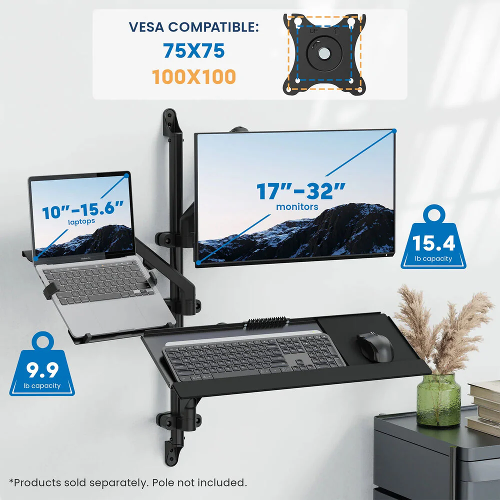 Mount-It! MI-1765LT Counterbalance Laptop Arm for Wall and Pole Mounting - Image 4