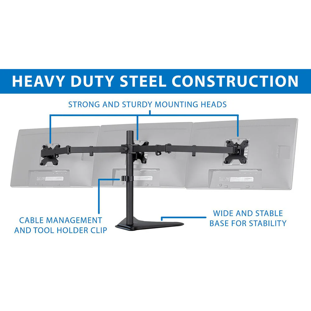 Mount-It! MI-2789 Triple Monitor Stand for 19 to 27" Screens - Image 5