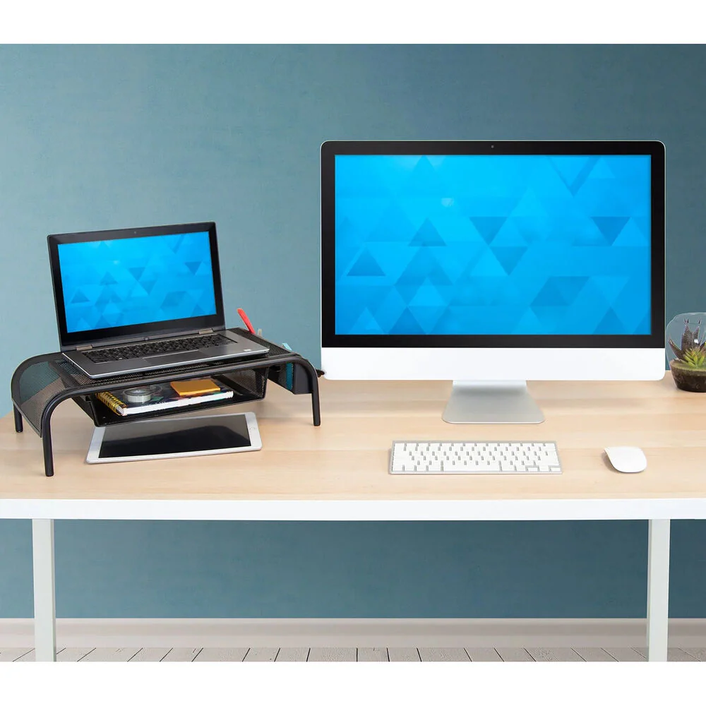 Mount-It! MI-7366 Metal Mesh Computer Monitor Stand and Riser with Pullout Drawer - Image 4