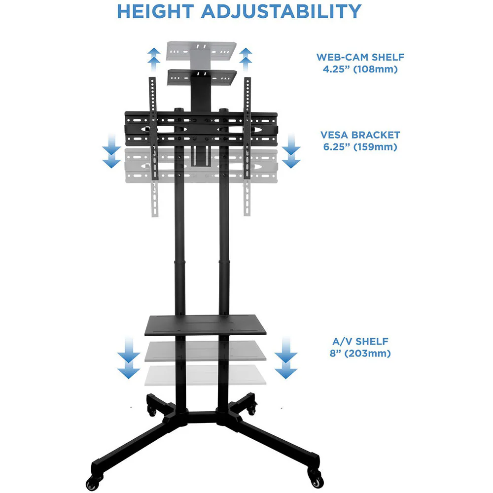 Mount-It! MI-876 Adjustable Mobile TV Cart - Image 4