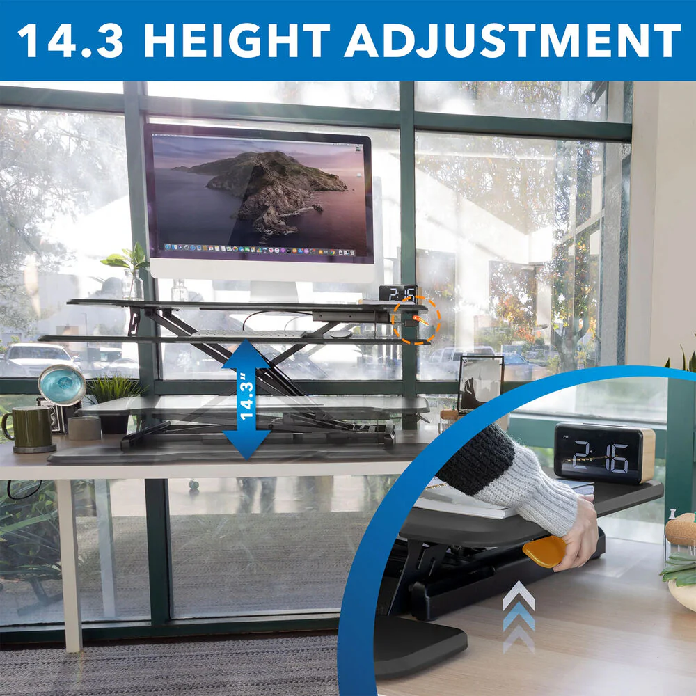 Mount-It! Standing Desk Converter with 38" Desktop (Black) - Image 3