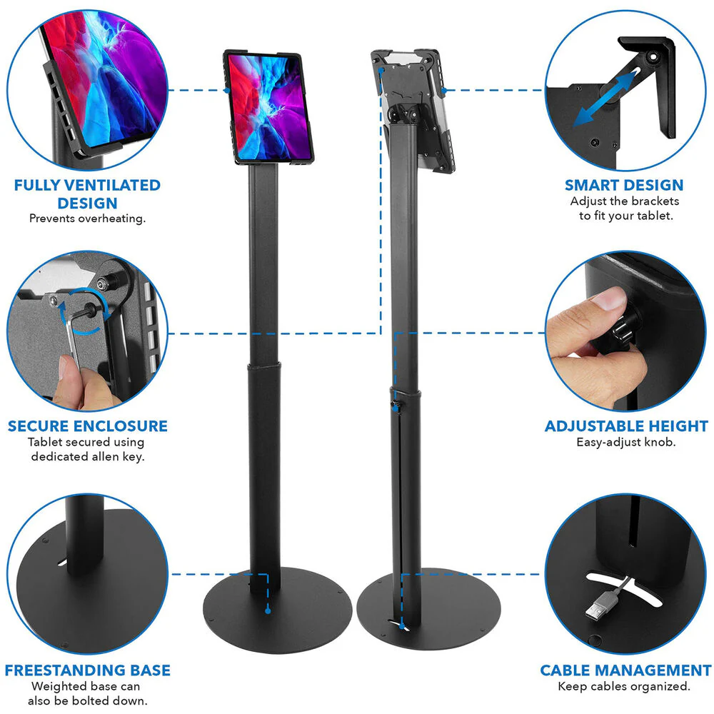 Mount-It! Universal Tablet Floor Kiosk (Black) - Image 4