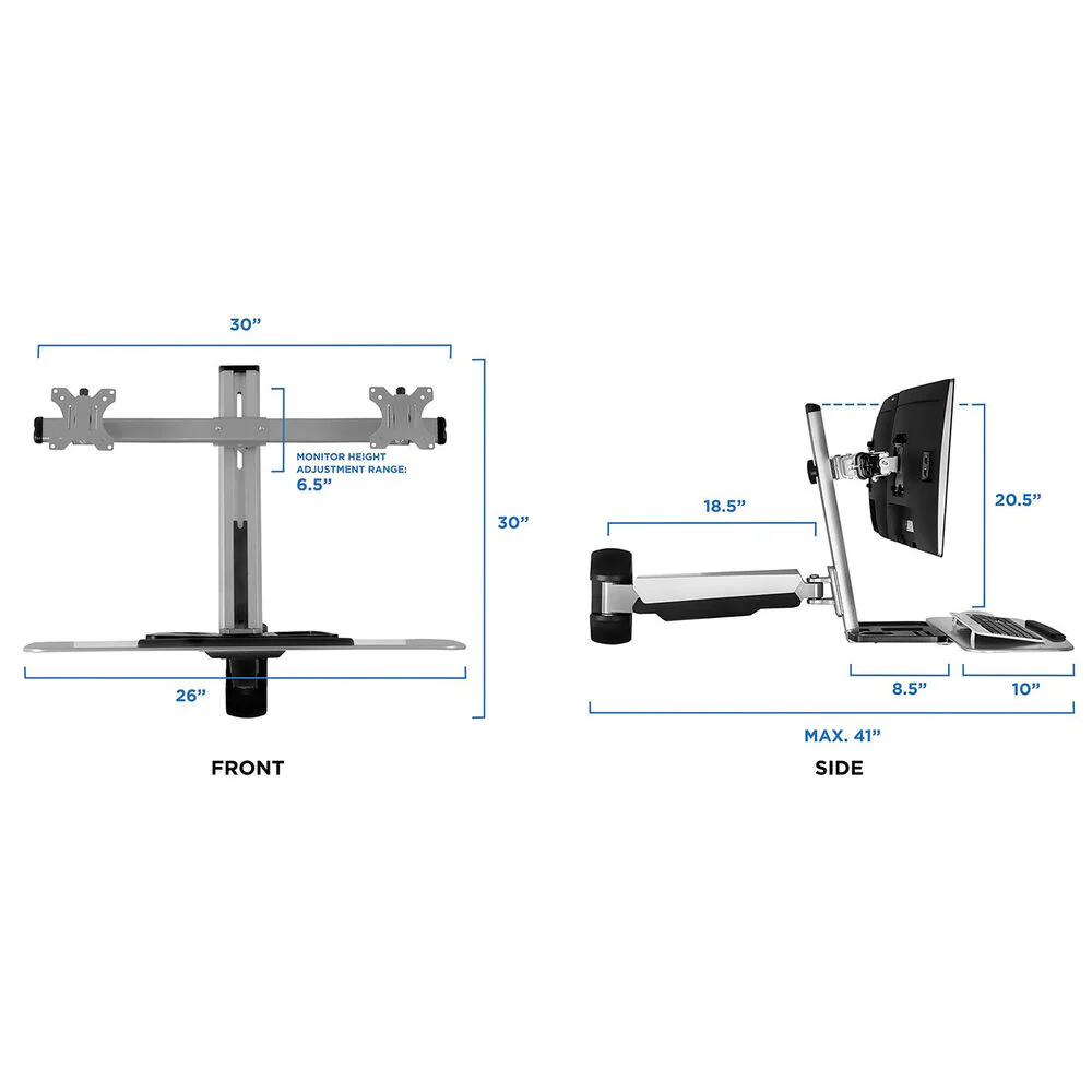 Mount-It! Wall-Mounted Dual Monitor Workstation - Image 6