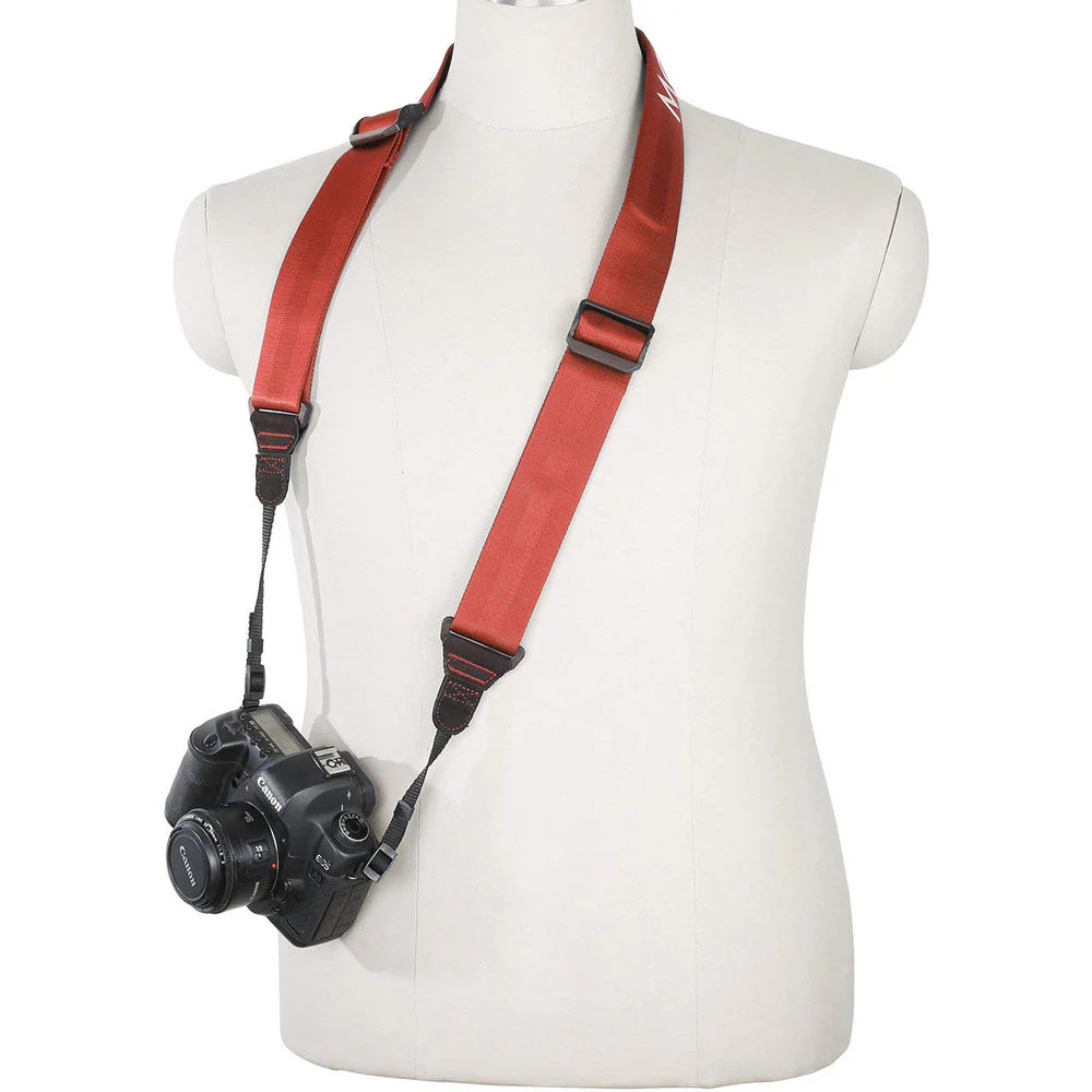 Movo Photo Ultrasoft Nylon-Webbed Shoulder/Sling Camera Strap with Anti-Fatigue Gel Neck Pad (Coral) - Image 4
