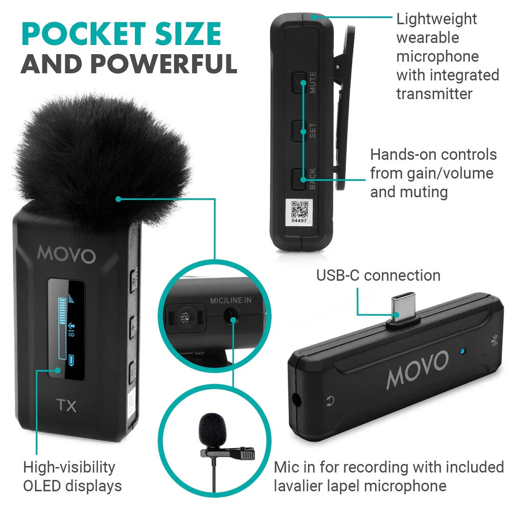 Movo Photo WMX-2-C-DUO 2-Person Wireless Microphone System for Mobile Devices (2.4 GHz) - Image 3