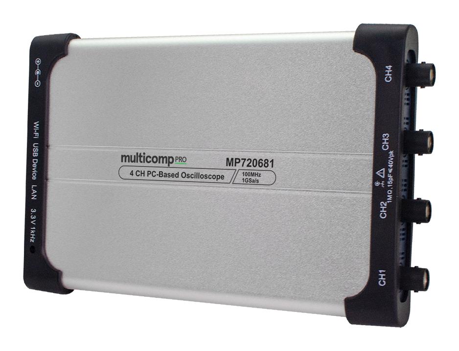 Multicomp PRO MP720681 EU-UK PC USB Oscilloscope Scope 4 Channel 100 MHz 1 Gsps 10 Mpts - Image 2