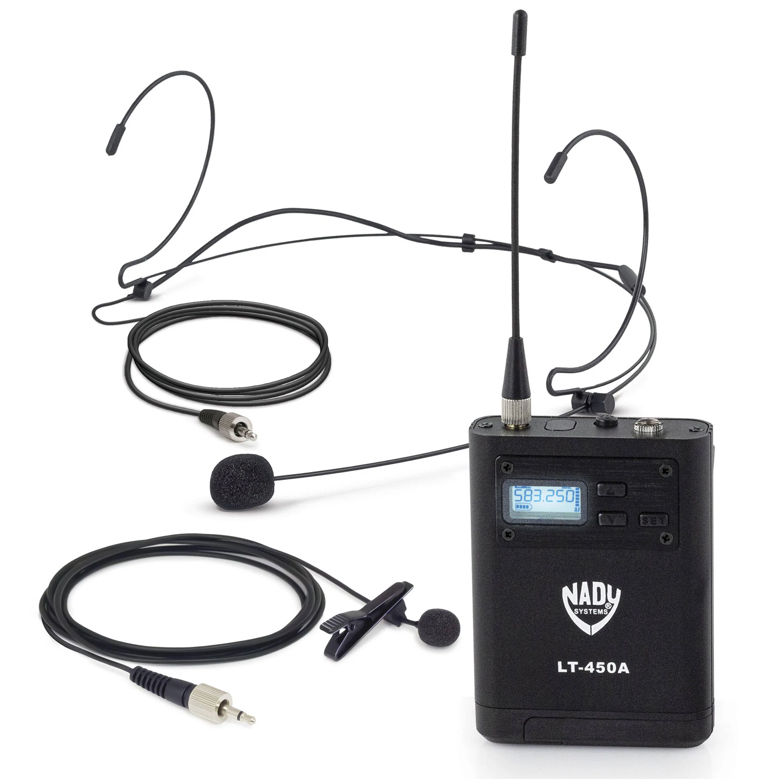 Nady D-450-LT-HM10 Four-Person Digital Wireless System with Black Lavalier & Black Headset Mics (515 to 598 MHz) - Image 4