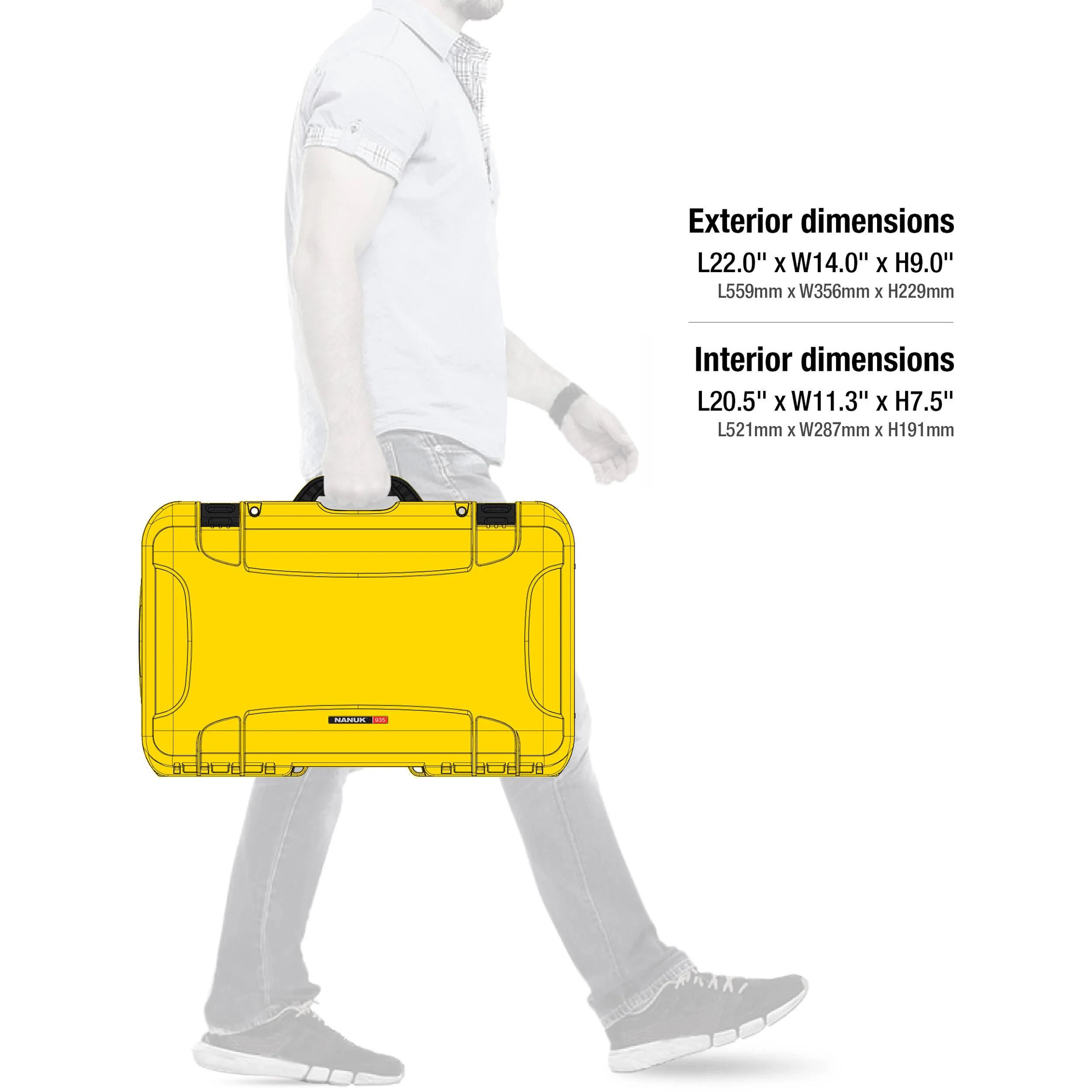 Nanuk 935 Wheeled Waterproof Hard Case Pro Photo/Video Kit with Padded Dividers & Lid Organizer (Yellow, 28.5L) - Image 6