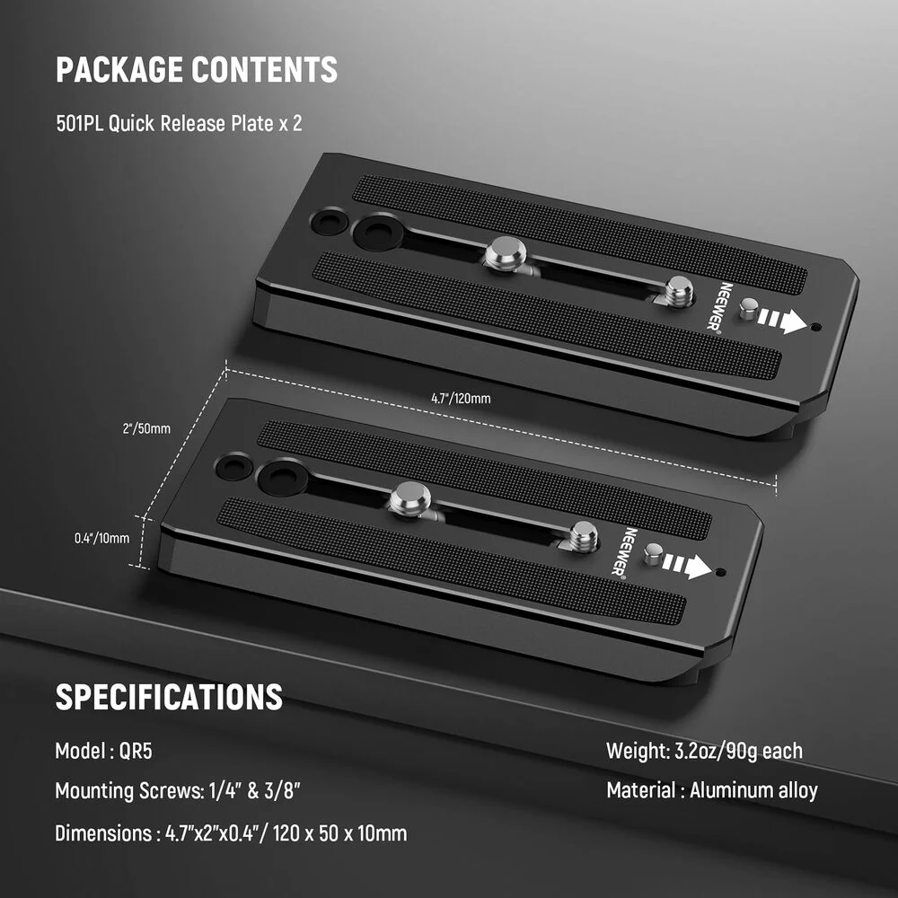 Neewer 501/504PL Manfrotto-Type Quick Release Plate (2-Pack) - Image 7