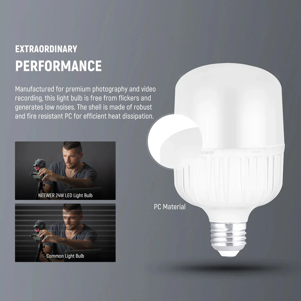 Neewer Daylight LED Light Bulb (24W, 2-Pack) - Image 7