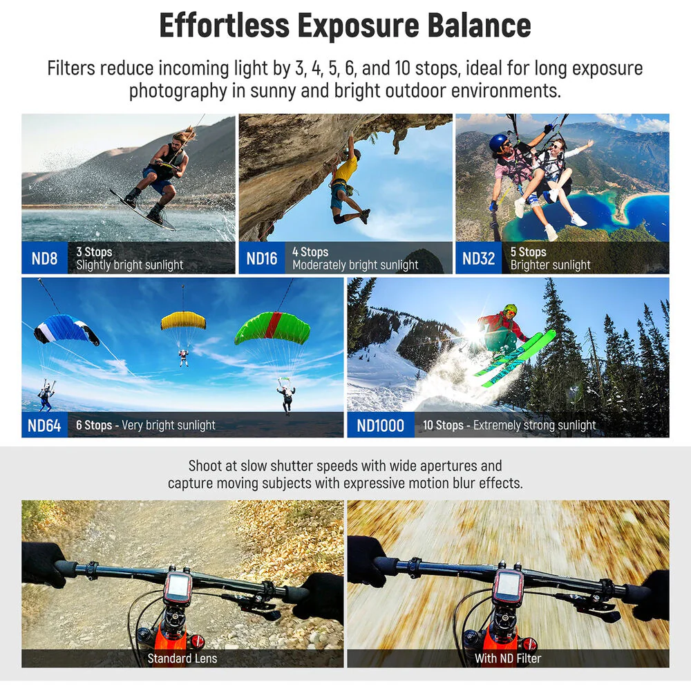 Neewer FL-GP10 6-Filter Set for GoPro HERO13/12/11/10/9 Black (PL, ND8, ND16, ND32, ND64, ND1000) - Image 4