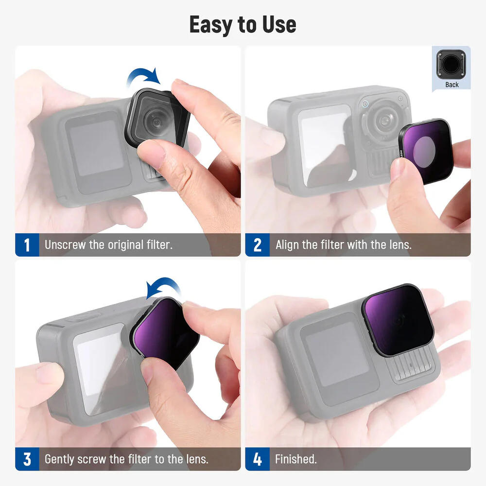 Neewer FL-GP10 6-Filter Set for GoPro HERO13/12/11/10/9 Black (PL, ND8, ND16, ND32, ND64, ND1000) - Image 7