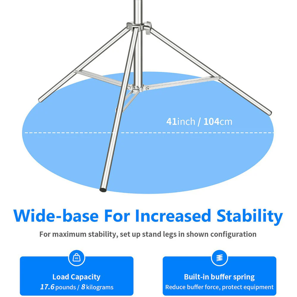 Neewer Heavy-Duty Stainless Steel Light Stand with Universal Adapter (9.8') - Image 4