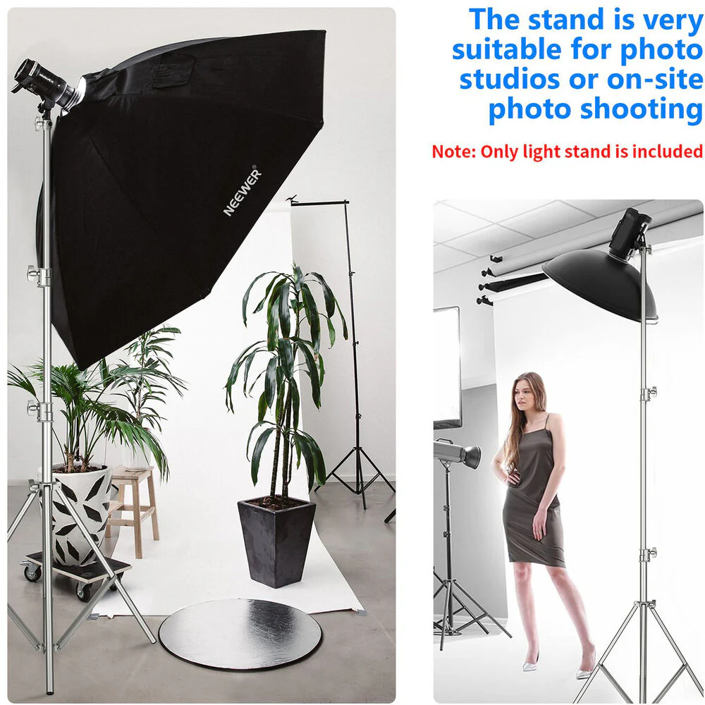 Neewer Heavy-Duty Stainless Steel Light Stand with Universal Adapter (9.8') - Image 7