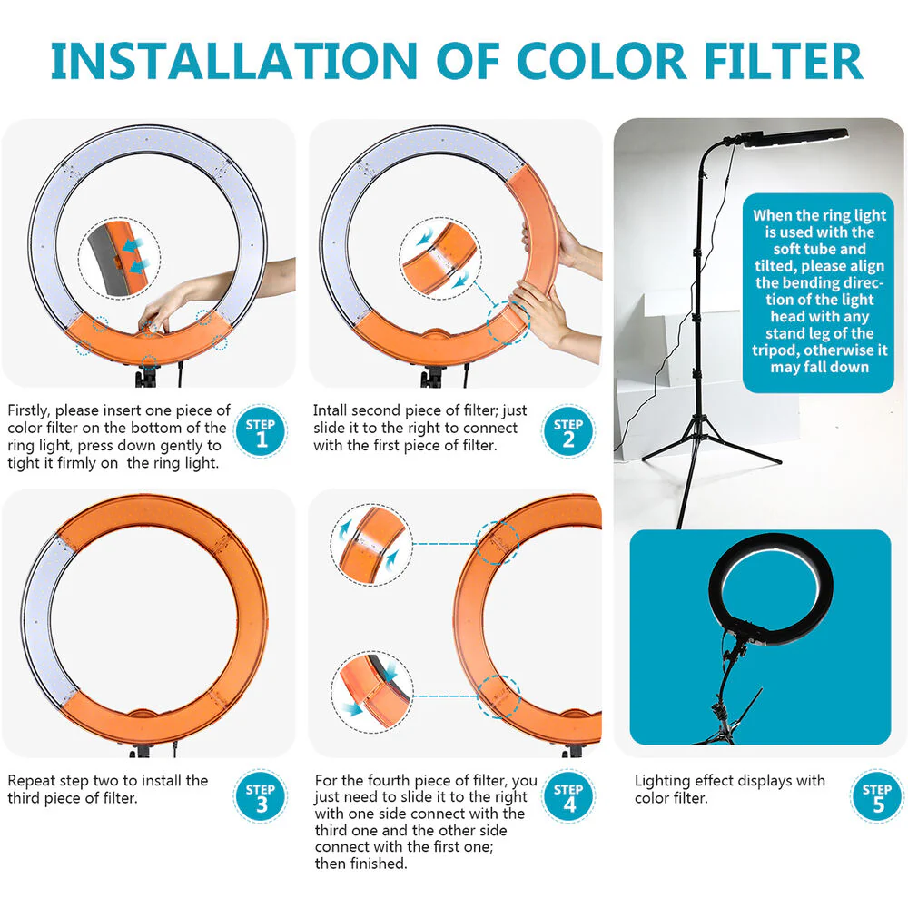 Neewer LED Ring Light Kit with Stand and Accessories (18") - Image 7