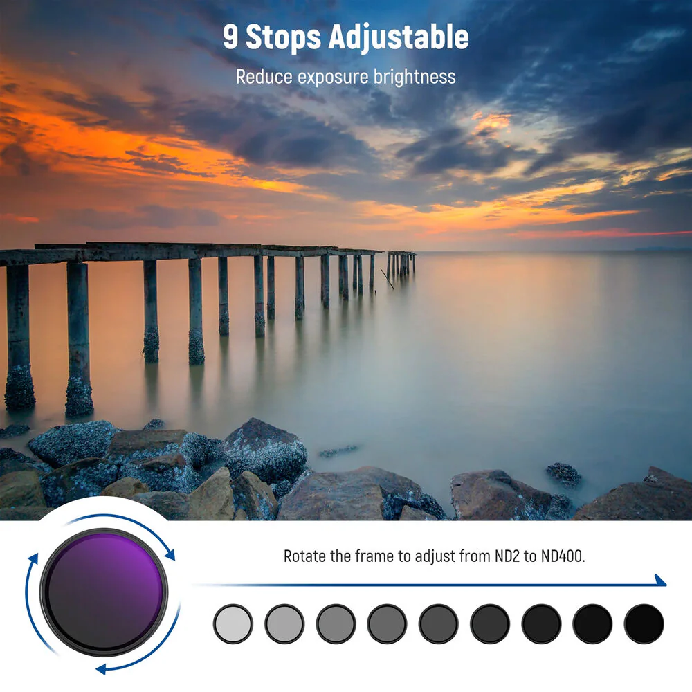 Neewer MRC ND2-ND400 VND Filter with Lens Cap (62mm) - Image 2