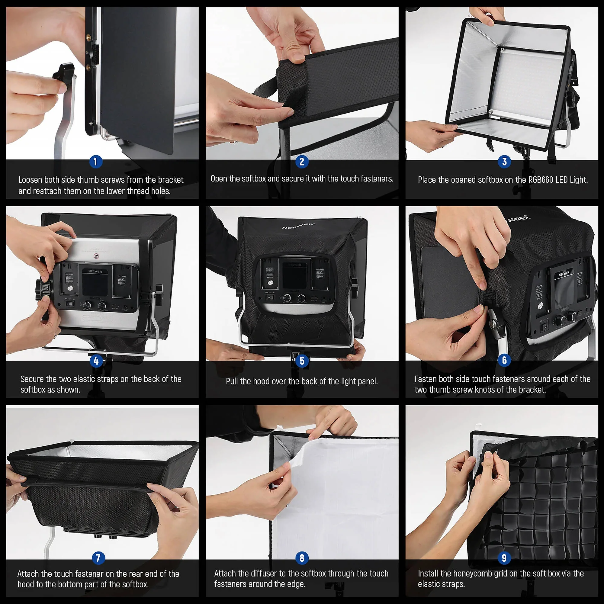 Neewer Softbox Diffuser with Grid for RGB660 PRO LED Light Panel - Image 3